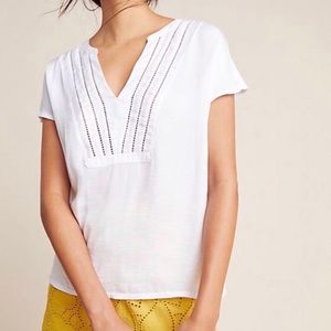 Anthropologie Dolan White Split Crochet Top NWT